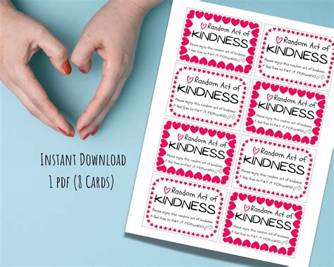 Acts of Kindness Cards, Instant Download, 1 Pdf, Printable, A4, 8 Cards - Etsy