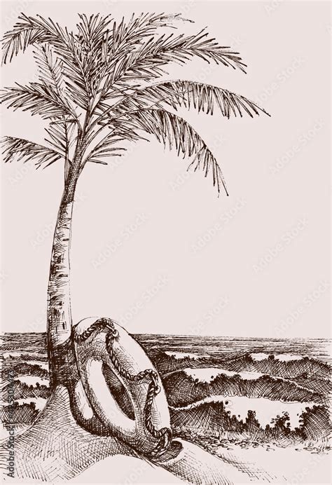 Palm Trees Beach Drawing