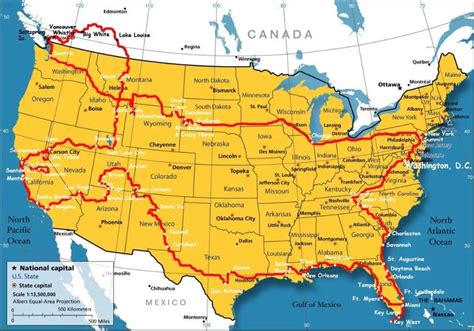 Boundary Map Of The USA With Canada | WhatsAnswer | Usa map, American ...