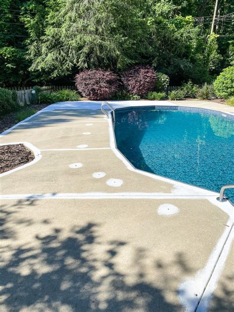 DIY Painted Concrete Pool Deck and Patio That Lasts! | Painted pool ...