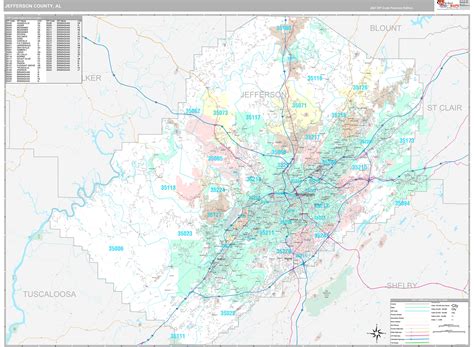 Jefferson County, AL Wall Map Premium Style by MarketMAPS - MapSales