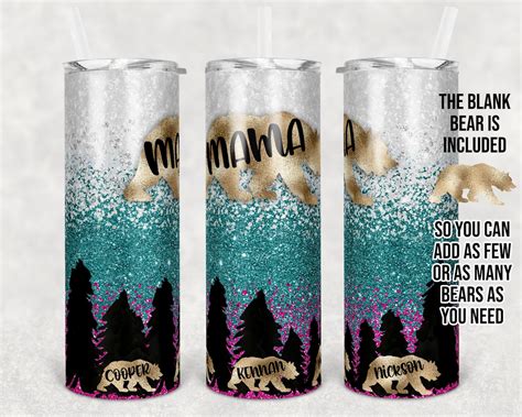 20 Oz Skinny Tumbler Sublimation Design Template Mama Bear Add - Etsy