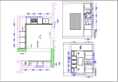 Kitchen plan layout dwg file - Cadbull