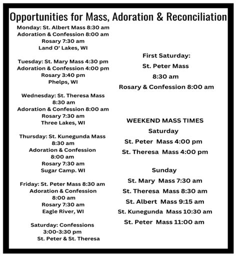 Mass Times | Northern Lakes Catholic Communities