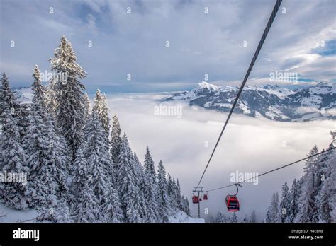 Cable car leading to Hahnenkamm in Kitzbuhel ski resort, Tyrol, Austria Stock Photo - Alamy