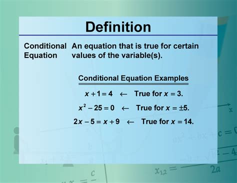 Definition--Equation Concepts--Conditional Equation | Media4Math