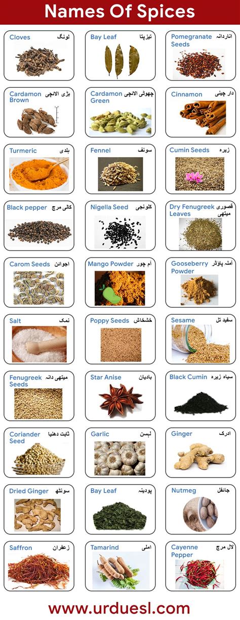 List of Spices Names with Pictures