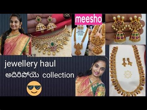 meesho jewellery haul in telugu//trending jewellery collection//choker set, temple, matte ...