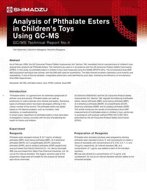 Analysis of Phthalate Esters in Children's Toys Using GC-MS GC/MS ...