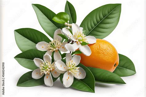 Orange blossoms on their own. With a clipping path, a small branch of ...