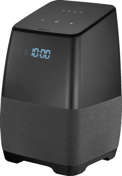 Insignia™ Voice™ Smart Portable Bluetooth Speaker and Alarm Clock with Google Assistant Gray ...