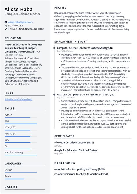 Top 17 Computer Science Teacher Resume Objective Examples