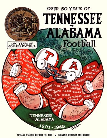 Tennessee vs Alabama Poster 1968 Football Poster