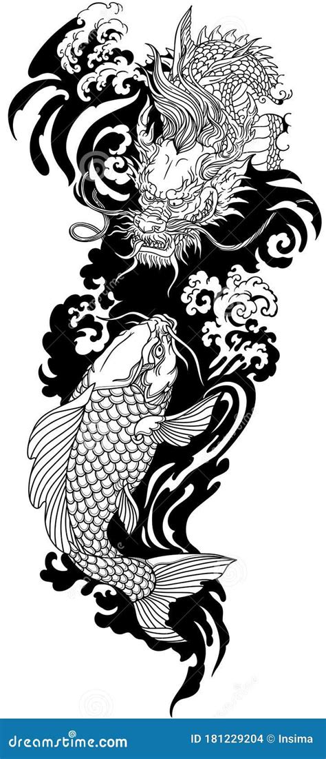 Koi Dragon Tattoo, Dragon Koi Tattoo Design, Japan Tattoo Design, Tattoo Design Drawings, Dragon ...