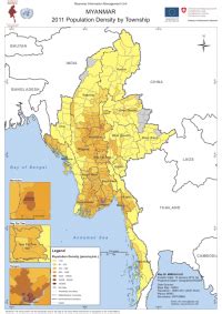 Myanmar: 2011 Population Density by Township (as of 10 Jan 2013 ...