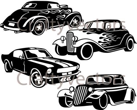 Hot Rod Cars SVG Vector Files - Etsy