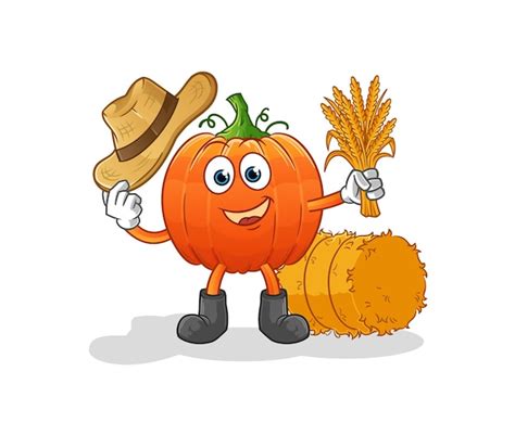 Premium Vector | Pumpkin farmer mascot. cartoon vector