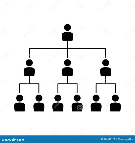 Organization Chart Silhouette With People Isolated White Background. Corporate Hierarchy ...