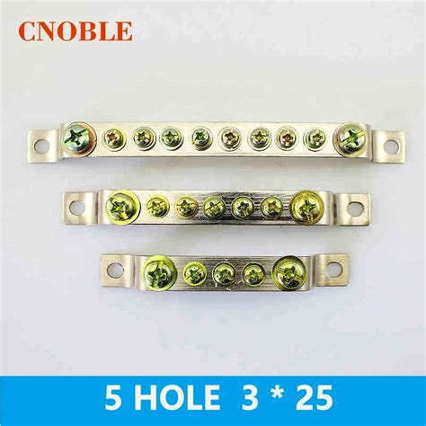 1 Pcs 5HOLE 3*25mm Copper terminal grounding copper strip terminal block Grounding copper-in ...