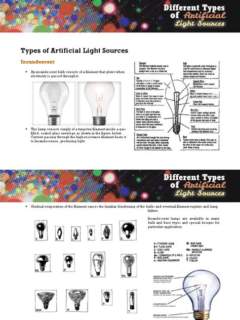 Types of Artificial Light Sources | PDF | Incandescent Light Bulb ...