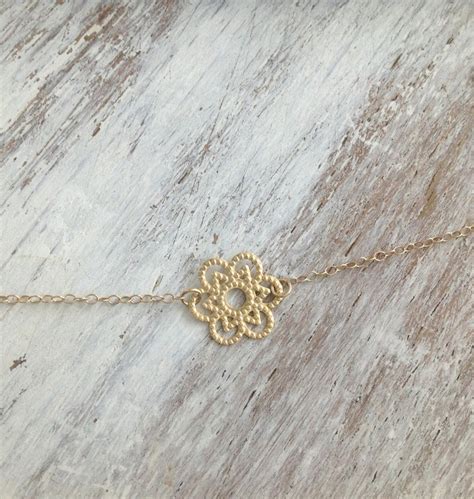 Gold Necklace Gold Flower Necklace Delicate Necklace Simple - Etsy