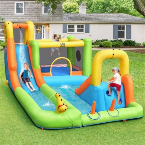 Costway Inflatable Water Slide Park Bounce House Climbing Wall Without ...