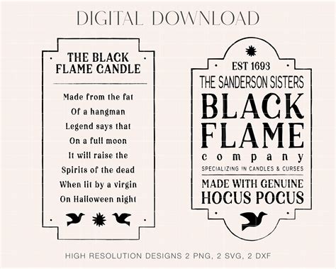 Black Flame Candle Label Printable - Printable And Enjoyable Learning