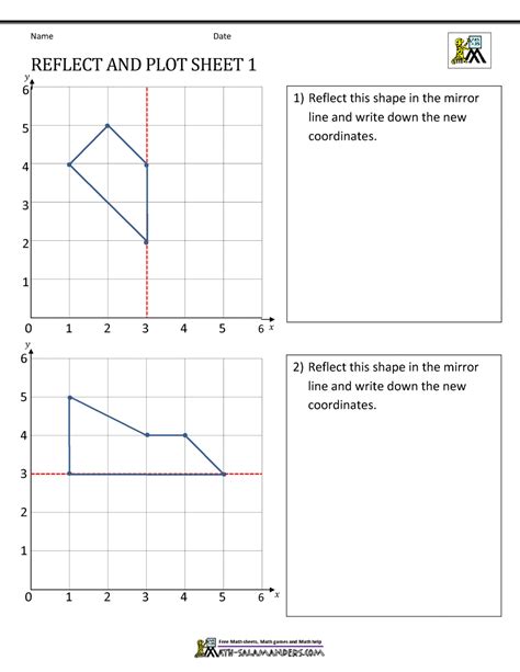 無料ダウンロード reflection over x and y axis worksheet 241099-Reflecting ...