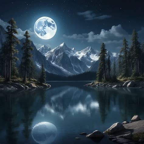 Moonlit Night Moonlight Landscape Photography Leonardo Prompt ...