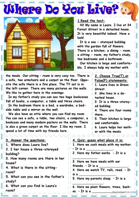 Where do you live?: English ESL worksheets pdf & doc