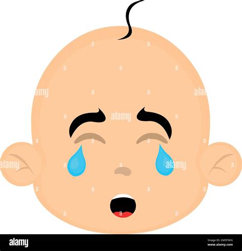 vector illustration of the face of a baby cartoon with a sad expression and crying Stock Vector ...