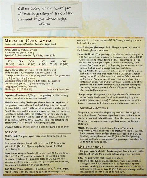 Metallic Greatwyrm | Dungeons and Dragons Homebrew