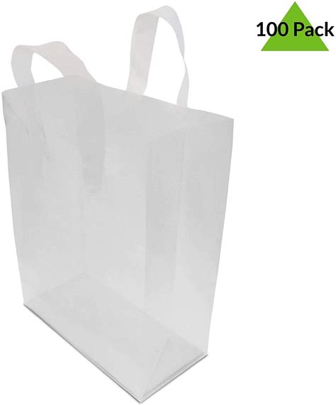 8x10x4" - Pack of 100 -Clear Plastic Bags with Handle, Shopping Bags, Gift Bags, Take Out ...