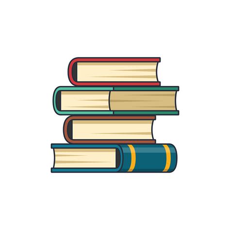 Collection colored thin icon of book stack learning subject, book ...