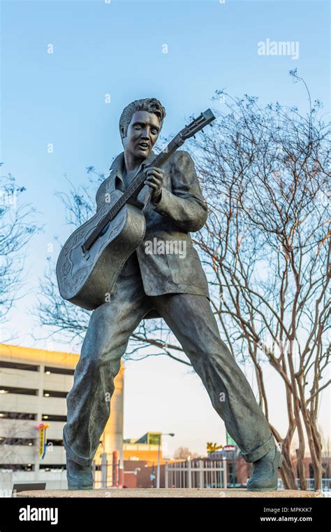 Statue of Elvis Presley at the Elvis Presley Plaza in Memphis ...