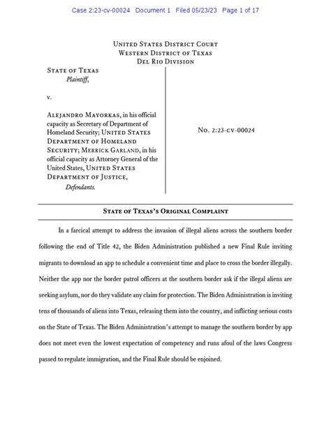 Texas AG Paxton Lawsuit Against Biden Asylum Rule | PDF | People Smuggling | U.S. Customs And ...