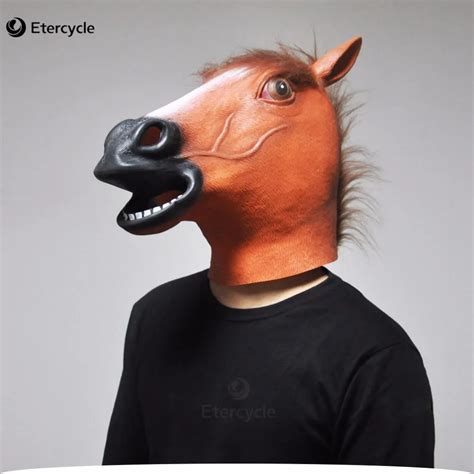 Scary Brown Horse Head Masks Animal Full Face Latex Mask Party Cosplay Prop for Halloween-in ...