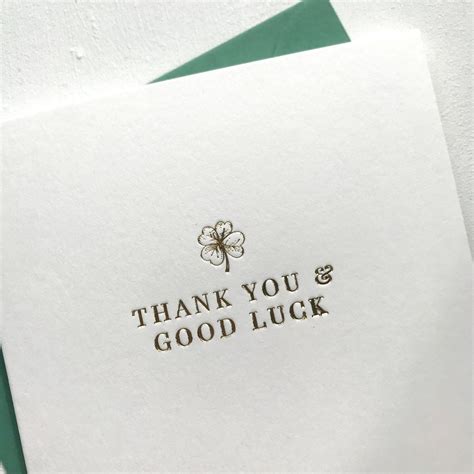 Thank You & Good Luck Card, Greeting Card, Thank You Card, Gold Foil ...