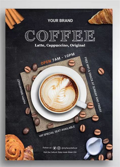 Coffee Shop Flyer Template PSD - A4. Download | Kaffee poster, Poster design, Getränke poster