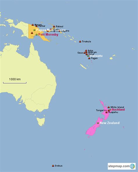 StepMap - Pacific Ocean Volcanoes - Landkarte für Germany