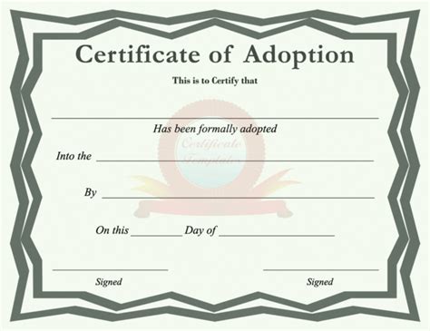 Blank Adoption Certificate Template