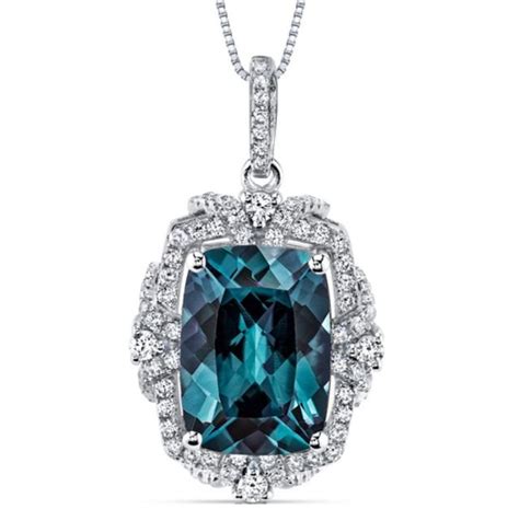 Alexandrite Cushion Cut Cubic Zirconia Framed Gallery Sterling Silver Pendant