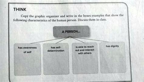 SOLVED: Answer this question please. THINK. Copy the graphic organizer and write in the boxes ...