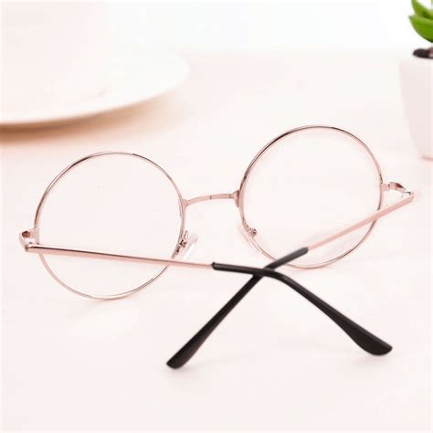 Men Women Girls Retro Round Circle Eyeglasses Metal Frame Eyeglasses Clear Lens Eye Glasses ...