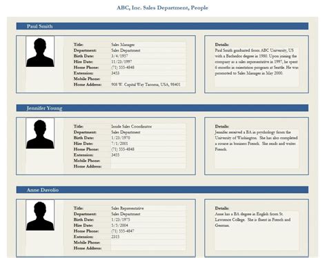 Employee Profile Template | Employee Profile Form