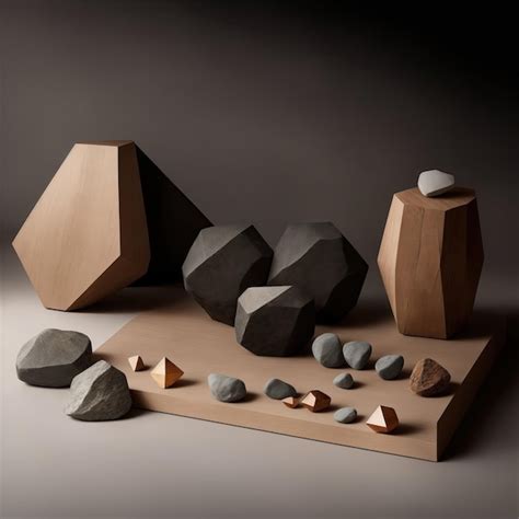 Premium AI Image | Product photography background with some stones and wood