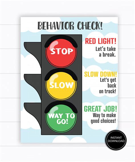 Stop Light Behavior Chart Printable Download: BEHAVIOR | Etsy