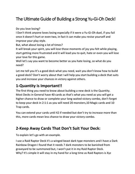 The ultimate guide of building a strong yu gi oh deck! by Selena Adrian ...