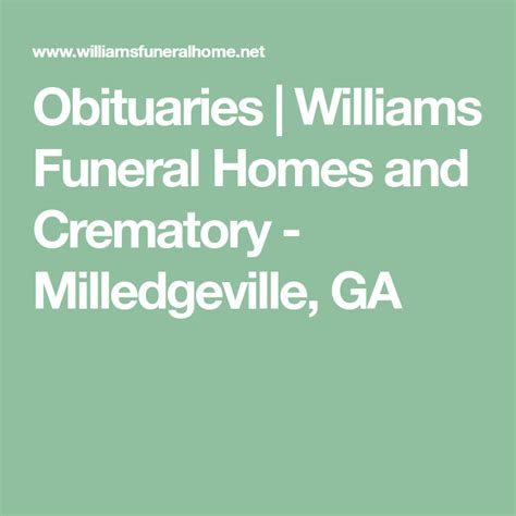 Obituaries | Williams Funeral Homes and Crematory - Milledgeville, GA ...