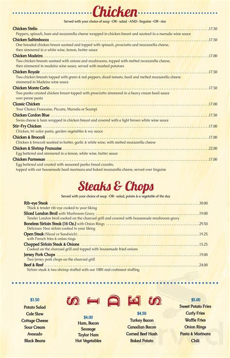 River Edge Diner menus in River Edge, New Jersey, United States